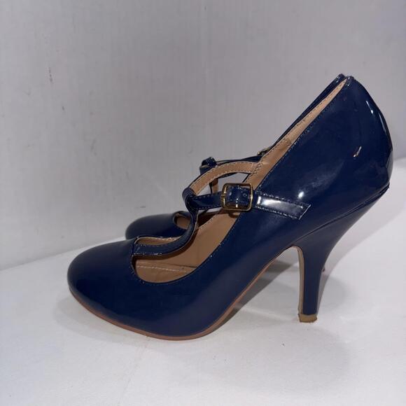 Journee Collection Old Money Business Casual Formal T Strap Stiletto Blue Pumps - Picture 6 of 15
